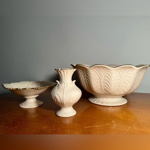 Set of 3 Vintage Lenox Leaf Pattern Pieces